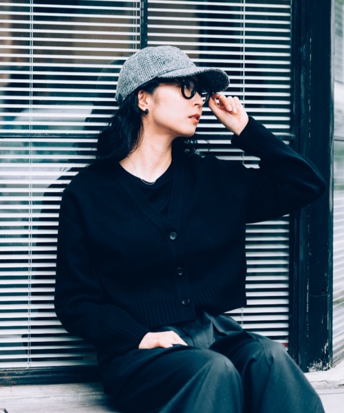 kuros'オリジナル】ウールカシミヤ Vネックショートカーディガン