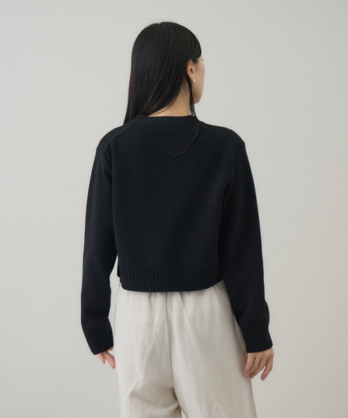 kuros'オリジナル】ウールカシミヤ Vネックショートカーディガン