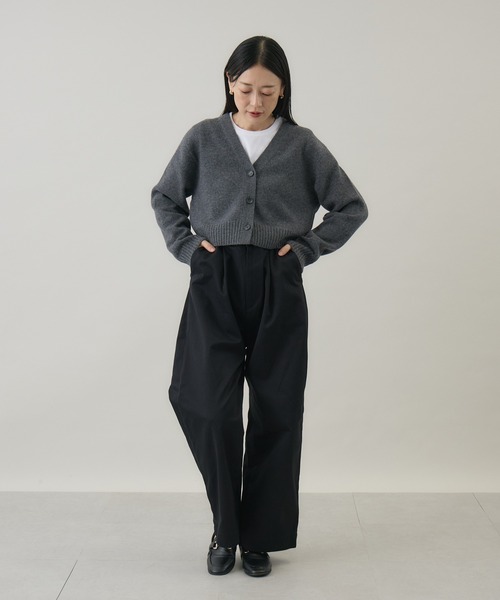 kuros'オリジナル】ウールカシミヤ Vネックショートカーディガン