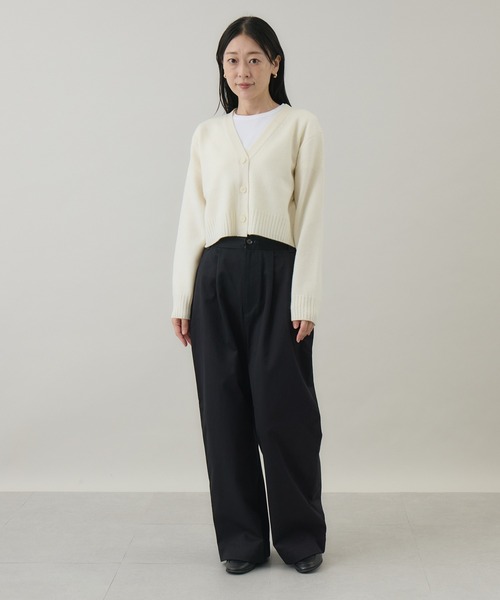 kuros'オリジナル】ウールカシミヤ Vネックショートカーディガン