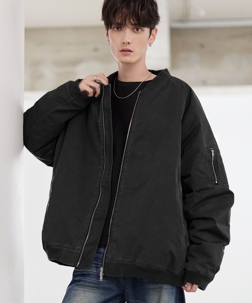 ASTRONOMY（アストロノミー）の「ヴィンテージ加工ビッグMA-1ボンバージャケット（MA-1・メンズ・チャコール/ブラック/カーキ・S/M/L/XL）」の7枚目の写真