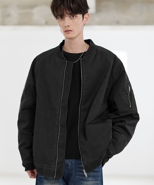 ASTRONOMY（アストロノミー）の「ヴィンテージ加工ビッグMA-1ボンバージャケット（MA-1・メンズ・チャコール/ブラック/カーキ・S/M/L/XL）」の6枚目の写真