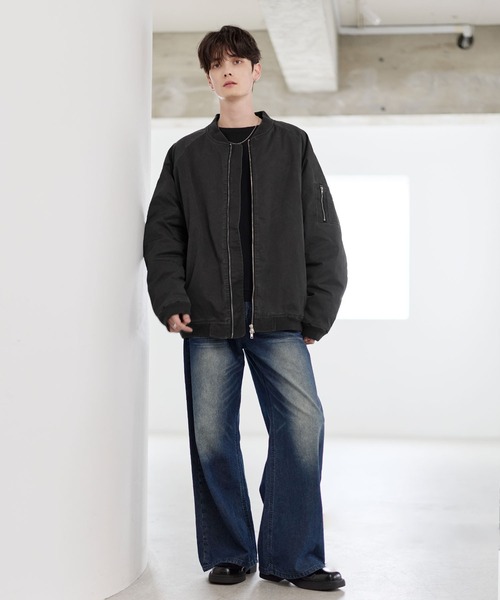 ASTRONOMY（アストロノミー）の「ヴィンテージ加工ビッグMA-1ボンバージャケット（MA-1・メンズ・チャコール/ブラック/カーキ・S/M/L/XL）」の9枚目の写真