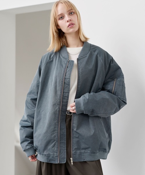 ASTRONOMY（アストロノミー）の「ヴィンテージ加工ビッグMA-1ボンバージャケット（MA-1・メンズ・チャコール/ブラック/カーキ・S/M/L/XL）」の21枚目の写真