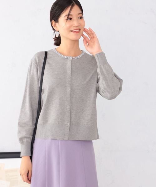 GALLORIA（ギャローリア）の「ビジュー使いニットカーディガン（カーディガン/ボレロ・レディース・ネイビー/グレー・S/M/L/LL）」の3枚目の写真