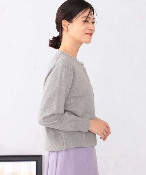 GALLORIA（ギャローリア）の「ビジュー使いニットカーディガン（カーディガン/ボレロ・レディース・ネイビー/グレー・S/M/L/LL）」の4枚目の写真