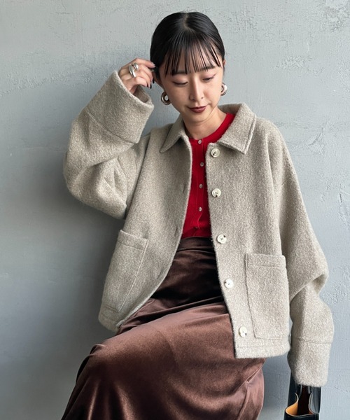 nenom/ネノム] ステンカラー ラメ起毛ジャケット（その他アウター