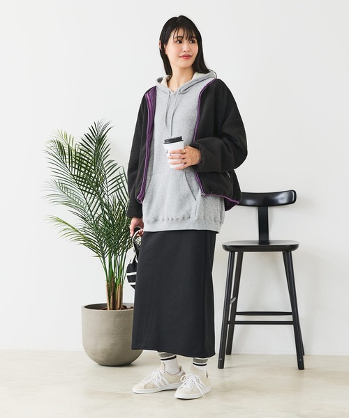 CONVERSE（コンバース）の「【CONVERSE/コンバース】裏ボア ボンディングスカート（スカート・レディース・ブラック/ネイビー/杢グレー・LARGE/MEDIUM）」の5枚目の写真