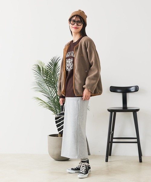 CONVERSE（コンバース）の「【CONVERSE/コンバース】裏ボア ボンディングスカート（スカート・レディース・ブラック/ネイビー/杢グレー・LARGE/MEDIUM）」の12枚目の写真