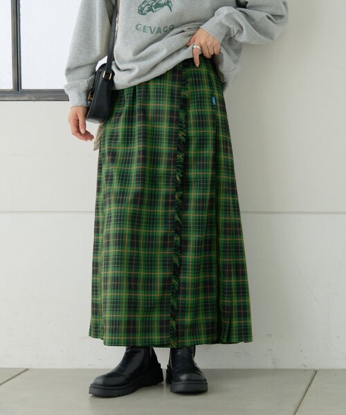 GEVACO（ゲバコ）の「【GEVACO】チェックサイドベルトスカート（スカート・レディース・グリーン/グレー/ブルー・ONE SIZE）」の2枚目の写真