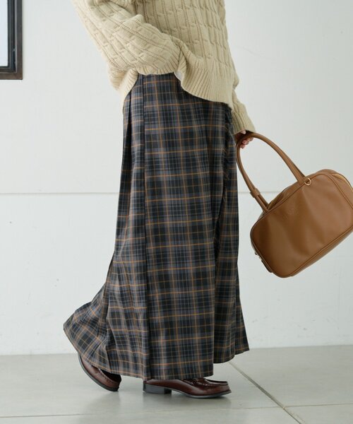 GEVACO（ゲバコ）の「【GEVACO】チェックサイドベルトスカート（スカート・レディース・グリーン/グレー/ブルー・ONE SIZE）」の7枚目の写真