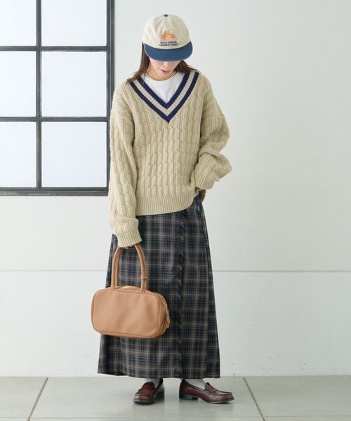 GEVACO（ゲバコ）の「【GEVACO】チェックサイドベルトスカート（スカート・レディース・グリーン/グレー/ブルー・ONE SIZE）」の8枚目の写真