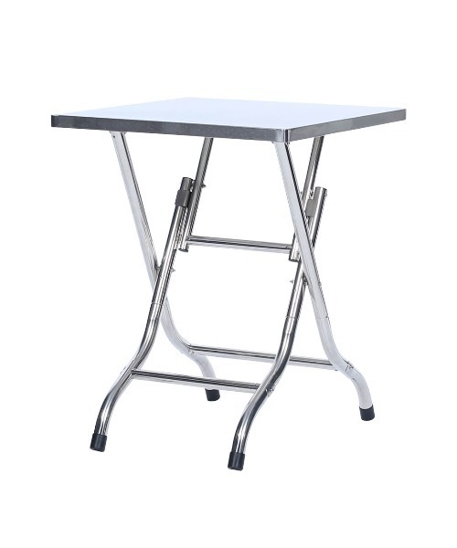DULTON(ダルトン)の「STAINLESS FOLDING TABLE 600×600/ステンレス 折りたたみ テーブル(家具・メンズ・シルバー・FREE)」の2枚目の写真