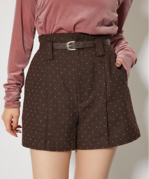 rienda(リエンダ)の「ベルト付きピンタックショートパンツ 秋服 冬服(その他パンツ・レディース・アイボリー/ブラウン/グレー・X-SMALL/SMALL/MEDIUM)」の1枚目の写真