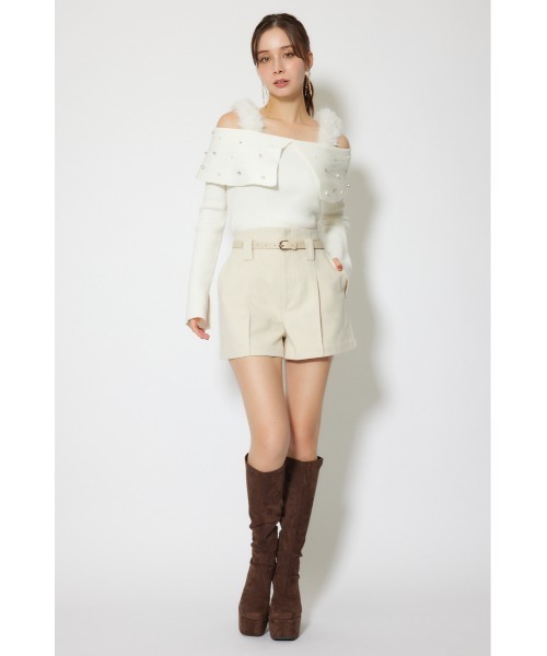 rienda(リエンダ)の「ベルト付きピンタックショートパンツ 秋服 冬服(その他パンツ・レディース・アイボリー/ブラウン/グレー・X-SMALL/SMALL/MEDIUM)」の7枚目の写真