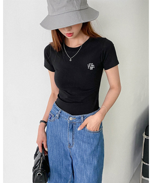 muahmuah（ムーアムーア）の「スティッチロゴベーシックTシャツ[3色]（Tシャツ/カットソー・レディース・ブラック/カーキ/ブルー/ネイビー/ホワイト/ピンク・FREE）」の22枚目の写真
