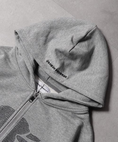 #MEMORY（メモリー）の「【MEMORY】ヘビーウェイト ボーン柄 ラインストーン ダブルZIPパーカー / Bone Pattern Rhinestone Double-Zip Hoodie（パーカー・メンズ・ピンク/ブラック/グレー・XL/L/M）」の15枚目の写真