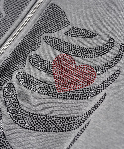 #MEMORY（メモリー）の「【MEMORY】ヘビーウェイト ボーン柄 ラインストーン ダブルZIPパーカー / Bone Pattern Rhinestone Double-Zip Hoodie（パーカー・メンズ・ピンク/ブラック/グレー・XL/L/M）」の16枚目の写真