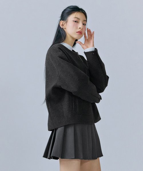 CHASECULT(チェイスカルト)の「レディースウールライクノーカラージャケット-CFRG1171C0L(その他アウター・レディース・チャコールグレー・FRE)」の4枚目の写真