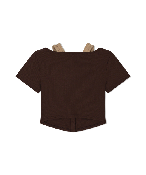 MOAA（モア）の「ツインレイヤースクープTシャツ（ブラウン）（Tシャツ/カットソー・レディース・その他・SMALL/MEDIUM）」の3枚目の写真