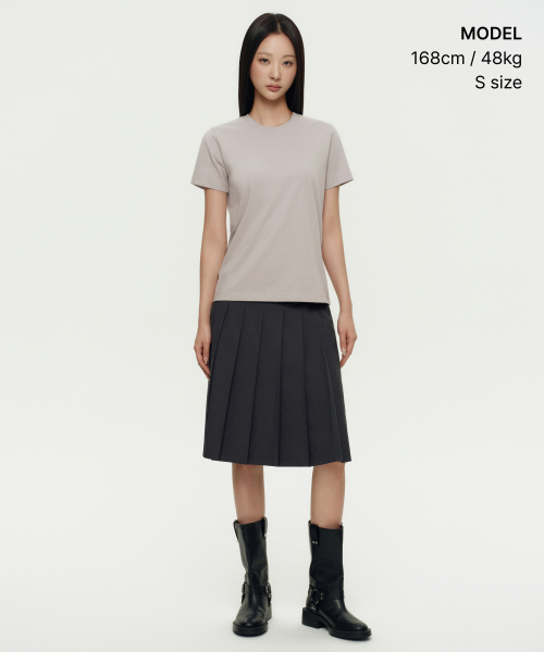 MUSINSA STANDARD WOMAN（ムシンサスタンダードウーマン）の「[クールタンダード] ウィメンズ ベーシック クルーネック Tシャツ [マッシュルーム]（Tシャツ/カットソー・レディース・その他・SMALL/MEDIUM/LARGE/X-LARGE/X-SMALL）」の2枚目の写真