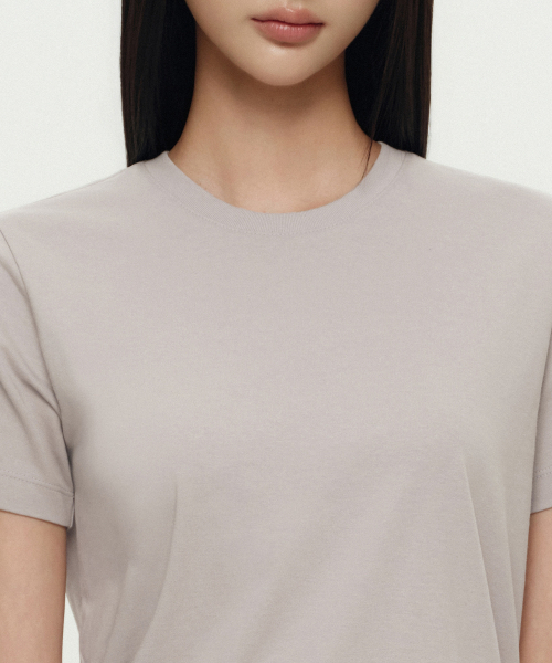 MUSINSA STANDARD WOMAN（ムシンサスタンダードウーマン）の「[クールタンダード] ウィメンズ ベーシック クルーネック Tシャツ [マッシュルーム]（Tシャツ/カットソー・レディース・その他・SMALL/MEDIUM/LARGE/X-LARGE/X-SMALL）」の4枚目の写真