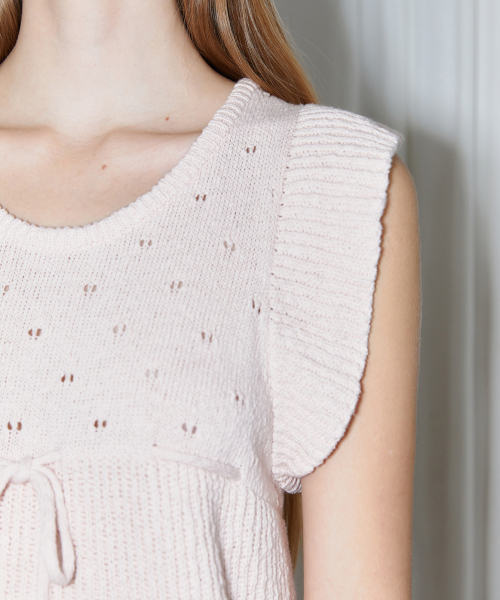 SINOON(シヌーン)の「PUNCHING RIBBED VEST (BABY PINK)(ベスト・レディース・ライトピンク・FREE)」の4枚目の写真