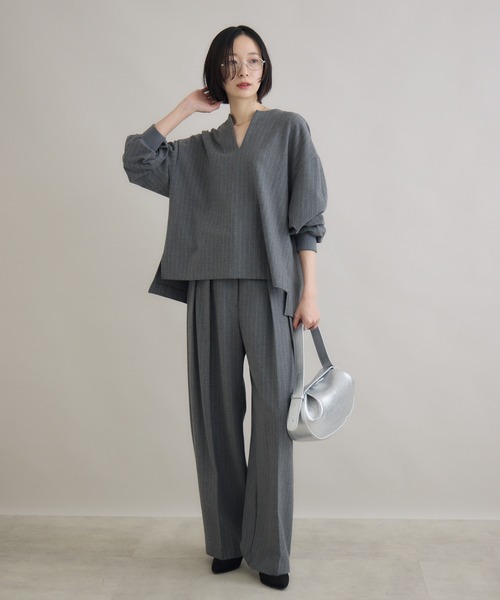 Paradise Picnic（パラダイスピクニック）の「Dignite Collier ソフト起毛ストレッチプルオーバー（シャツ/ブラウス・レディース・チャコールグレー/ブラック・FREE）」の10枚目の写真