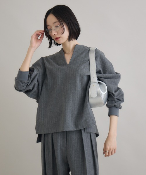 Paradise Picnic（パラダイスピクニック）の「Dignite Collier ソフト起毛ストレッチプルオーバー（シャツ/ブラウス・レディース・チャコールグレー/ブラック・FREE）」の13枚目の写真