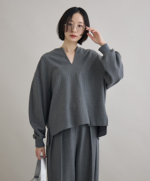 Paradise Picnic（パラダイスピクニック）の「Dignite Collier ソフト起毛ストレッチプルオーバー（シャツ/ブラウス・レディース・チャコールグレー/ブラック・FREE）」の15枚目の写真