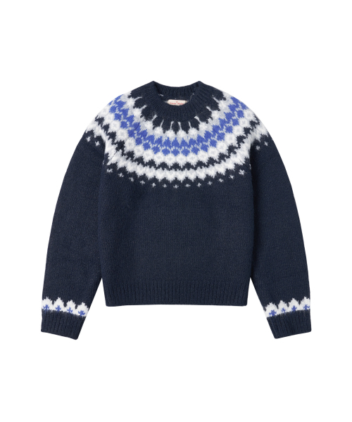 VANONE ATELIER(バノンアトリエ)の「KN4256 ノルディックラウンドニット_Navy(ニット/セーター・レディース・ネイビー・FREE)」の2枚目の写真