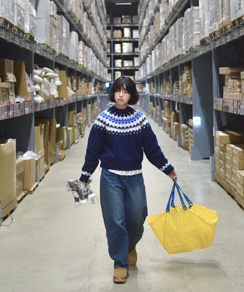 VANONE ATELIER(バノンアトリエ)の「KN4256 ノルディックラウンドニット_Navy(ニット/セーター・レディース・ネイビー・FREE)」の3枚目の写真