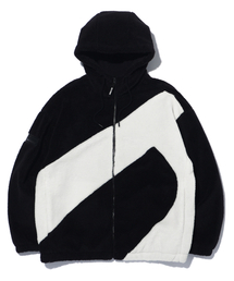 DISTN9NE（ディストナイン）の「切り替え配色ハイネックフードジップアップ LP4JU819_BLACK（パーカー）」