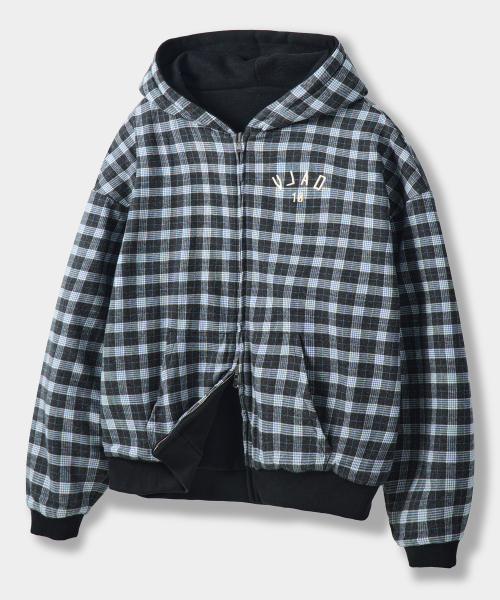 VLAD リバーシブルロゴフードジップアップ_ブラック（パーカー