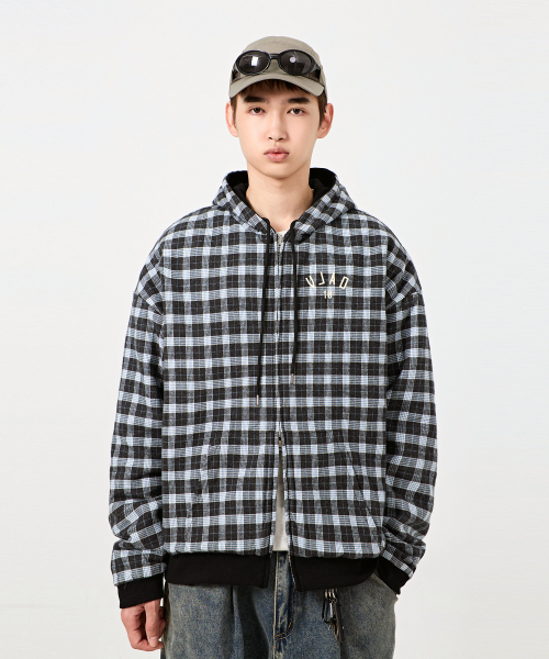 VLAD リバーシブルロゴフードジップアップ_ブラック（パーカー