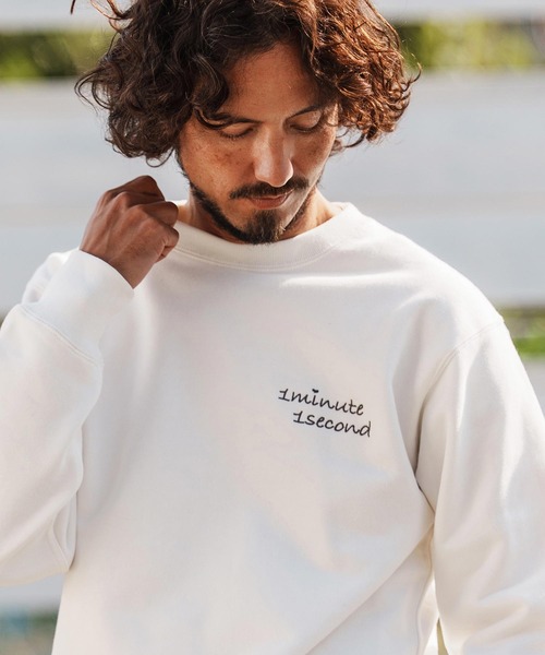 1minute 1second(ワンミニットワンセカンド)の「msw1816-12oz heavy weight sweatshirt with heart patch トレーナー(1M26H220)(スウェット・メンズ・ブラック/ブラック×ピンク/ホワイト・S/M/L/XL)」の3枚目の写真