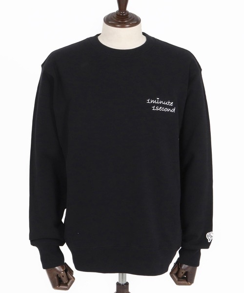 1minute 1second(ワンミニットワンセカンド)の「msw1816-12oz heavy weight sweatshirt with heart patch トレーナー(1M26H220)(スウェット・メンズ・ブラック/ブラック×ピンク/ホワイト・S/M/L/XL)」の8枚目の写真
