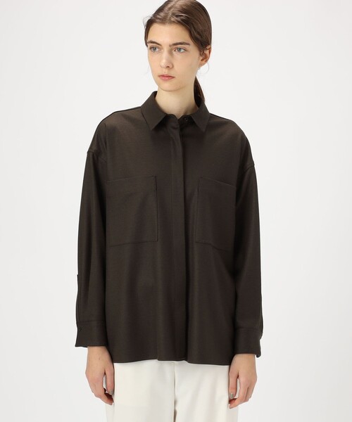 BALLSEY（ボールジィ）の「ウールスムース ビッグシャツ（シャツ/ブラウス・レディース・カーキ/ネイビー・36）」の4枚目の写真