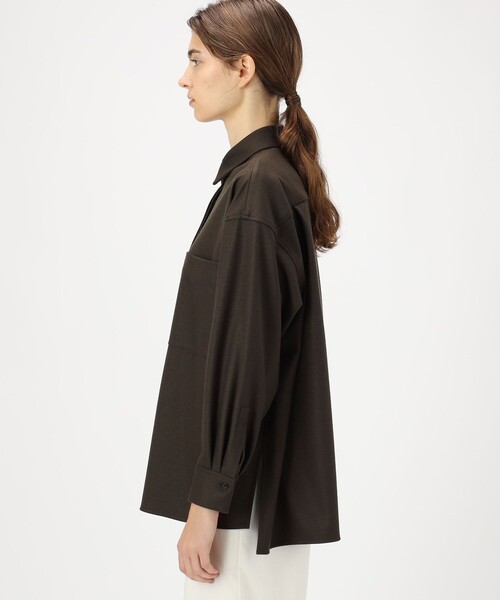 BALLSEY（ボールジィ）の「ウールスムース ビッグシャツ（シャツ/ブラウス・レディース・カーキ/ネイビー・36）」の5枚目の写真