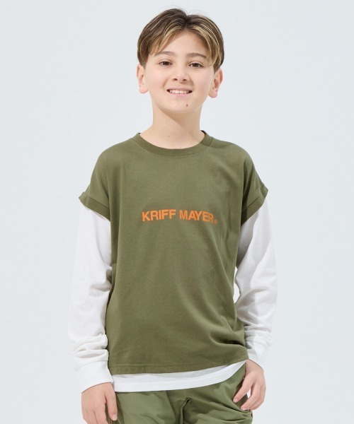 KRIFF MAYER Kid's Collection(クリフメイヤーキッズコレクション)の「【抗ピリング・接触冷感・吸汗速乾】ゆるJOIN-TEE(Tシャツ/カットソー・キッズ・オフホワイト/サックスブルー/オリーブ/ブラック/ネイビー・130/120/160/150/140/170)」の4枚目の写真
