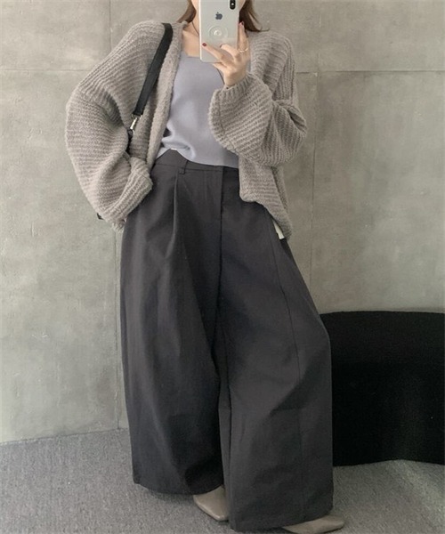 FREE STYLISTS(フリー スタイリスト)の「ボタンなしニットカーディガン(カーディガン/ボレロ・レディース・ピンク/イエロー/グリーン/チャコールグレー/ライトグレー/ダークブラウン/ベージュ/モカ/ダークブルー・FREE)」の18枚目の写真