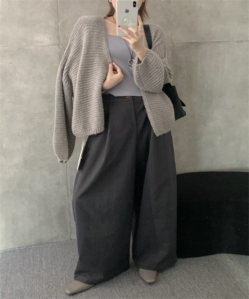 FREE STYLISTS(フリー スタイリスト)の「ボタンなしニットカーディガン(カーディガン/ボレロ・レディース・ピンク/イエロー/グリーン/チャコールグレー/ライトグレー/ダークブラウン/ベージュ/モカ/ダークブルー・FREE)」の19枚目の写真