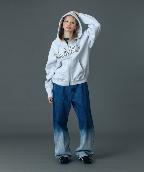 PERFORATED LEATHER LOGO ZIP UP HOODED SWEATSHIRT（パーカー