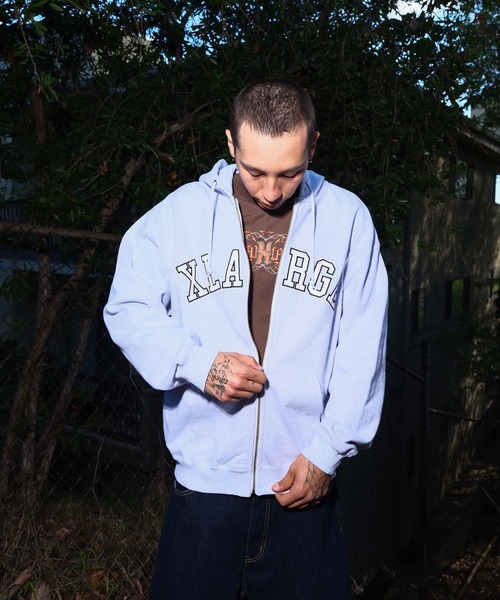 Reunion TOUR HOODIE XLサイズ PERFORATED LEATHER LOGO ZIP UP HOODED SWEATSHIRT（パーカー