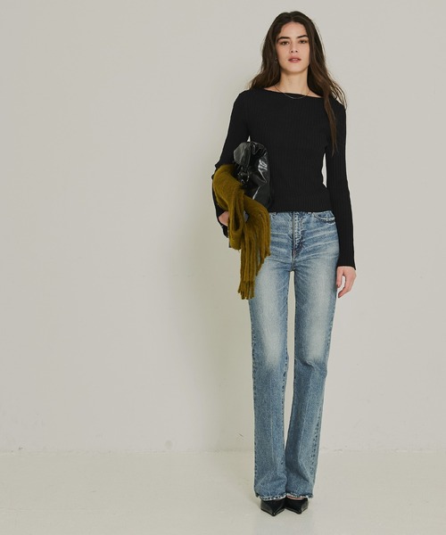 coca(coca)(コカ)の「ボートネックリブニットトップス(ニット/セーター・レディース・ブラック/カーキ・L/M/S)」の4枚目の写真