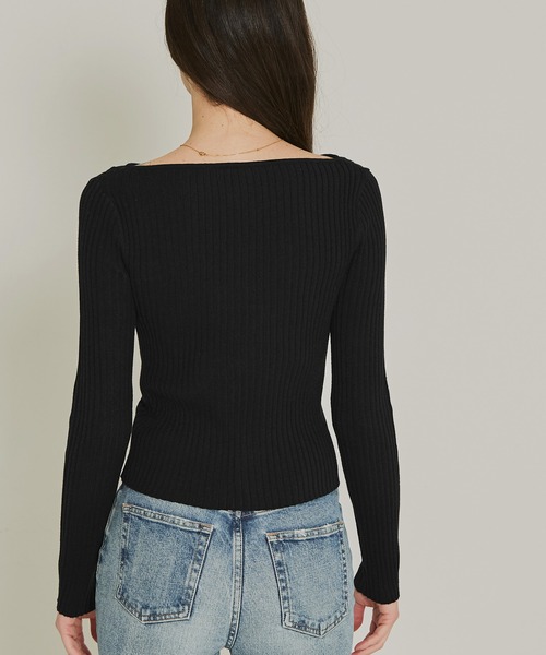 coca(coca)(コカ)の「ボートネックリブニットトップス(ニット/セーター・レディース・ブラック/カーキ・L/M/S)」の5枚目の写真