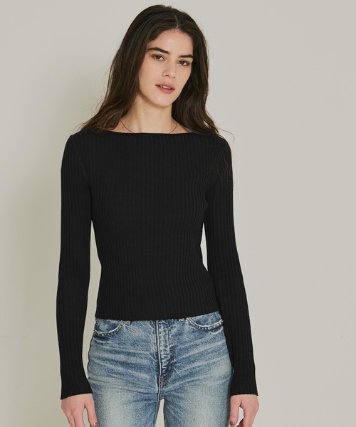 coca(coca)(コカ)の「ボートネックリブニットトップス(ニット/セーター・レディース・ブラック/カーキ・L/M/S)」の7枚目の写真