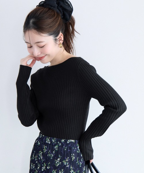 coca(coca)(コカ)の「ボートネックリブニットトップス(ニット/セーター・レディース・ブラック/カーキ・L/M/S)」の9枚目の写真