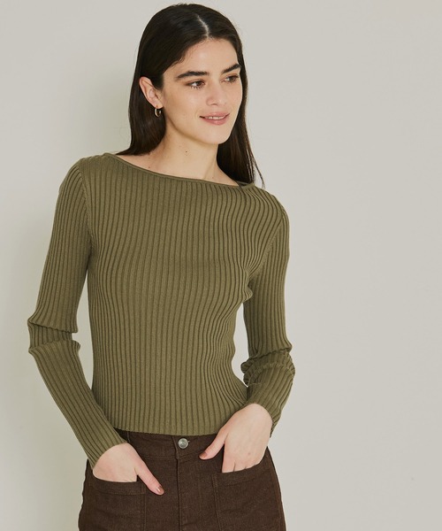 coca(coca)(コカ)の「ボートネックリブニットトップス(ニット/セーター・レディース・ブラック/カーキ・L/M/S)」の10枚目の写真