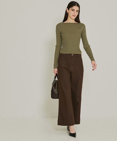 coca(coca)(コカ)の「ボートネックリブニットトップス(ニット/セーター・レディース・ブラック/カーキ・L/M/S)」の13枚目の写真